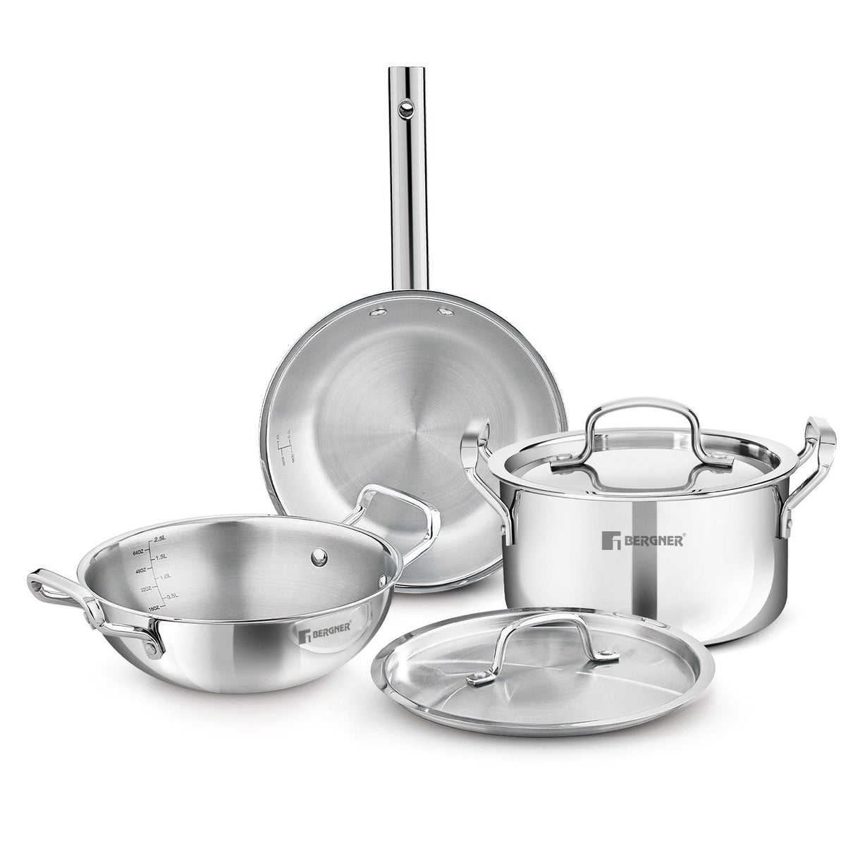 Bergner TriPro 5 Pcs Tri-Ply Stainless Steel Cookware Set