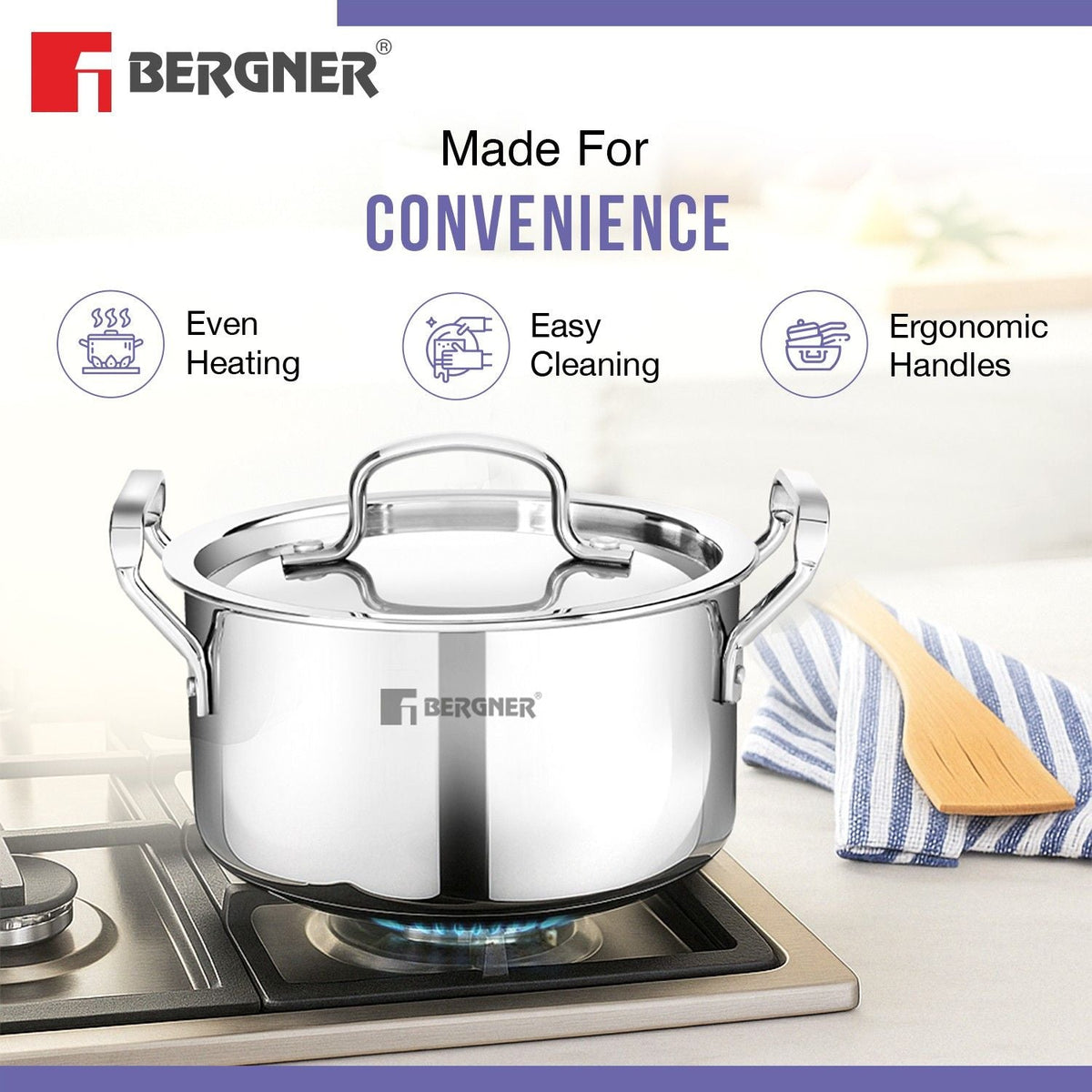 Bergner TriPro 5 Pcs Tri-Ply Stainless Steel Cookware Set