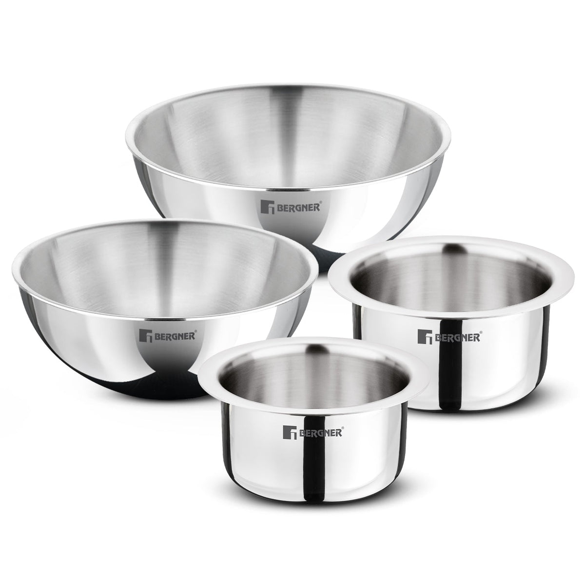 Bergner TriPro Tri-Ply Stainless Steel 4 Pcs Cookware Combo Set