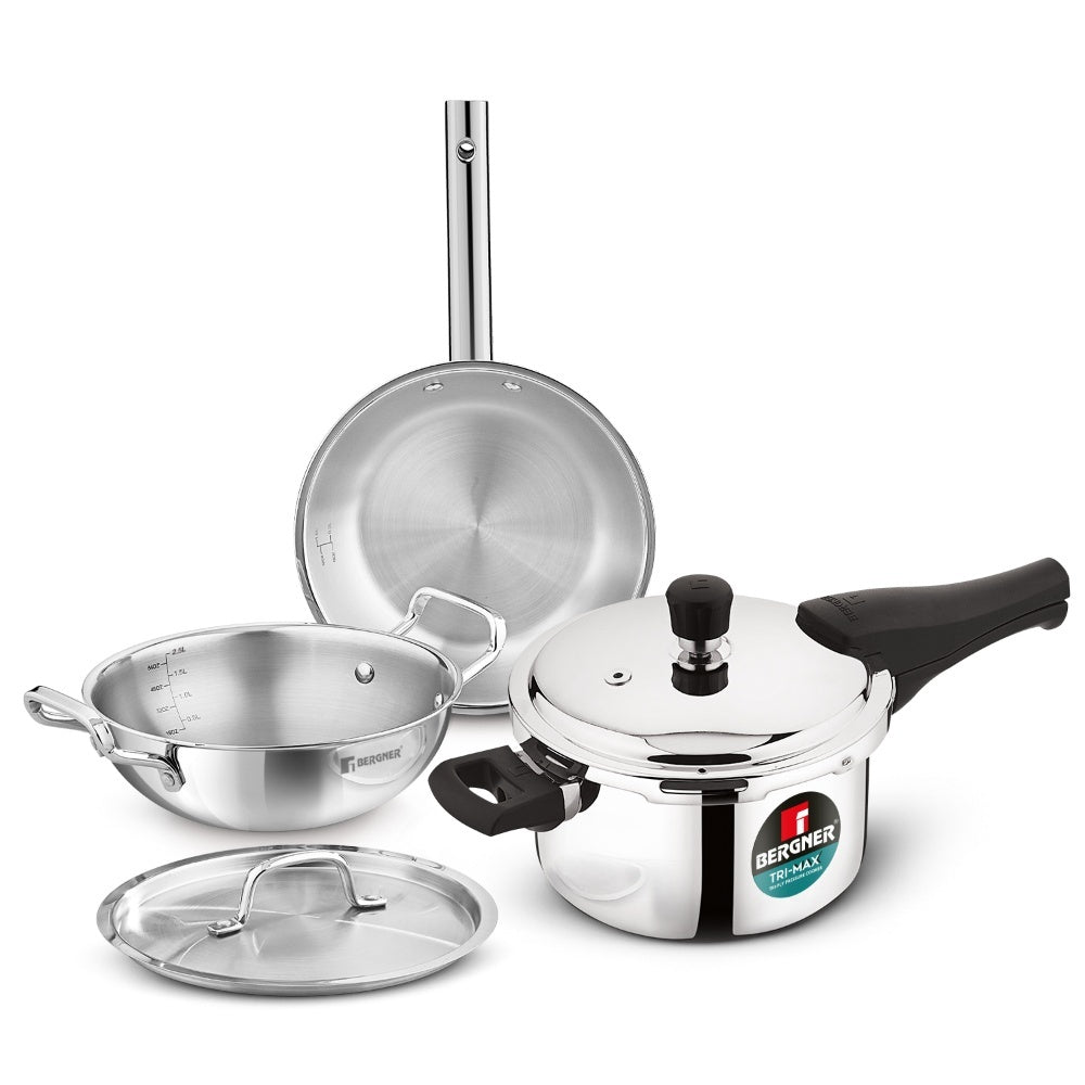 Bergner TriPro 4 Pcs Tri-Ply Stainless Steel Cookware combo