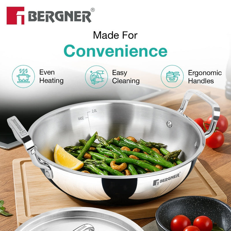Bergner TriPro 4 Pcs Tri-Ply Stainless Steel Cookware Combo