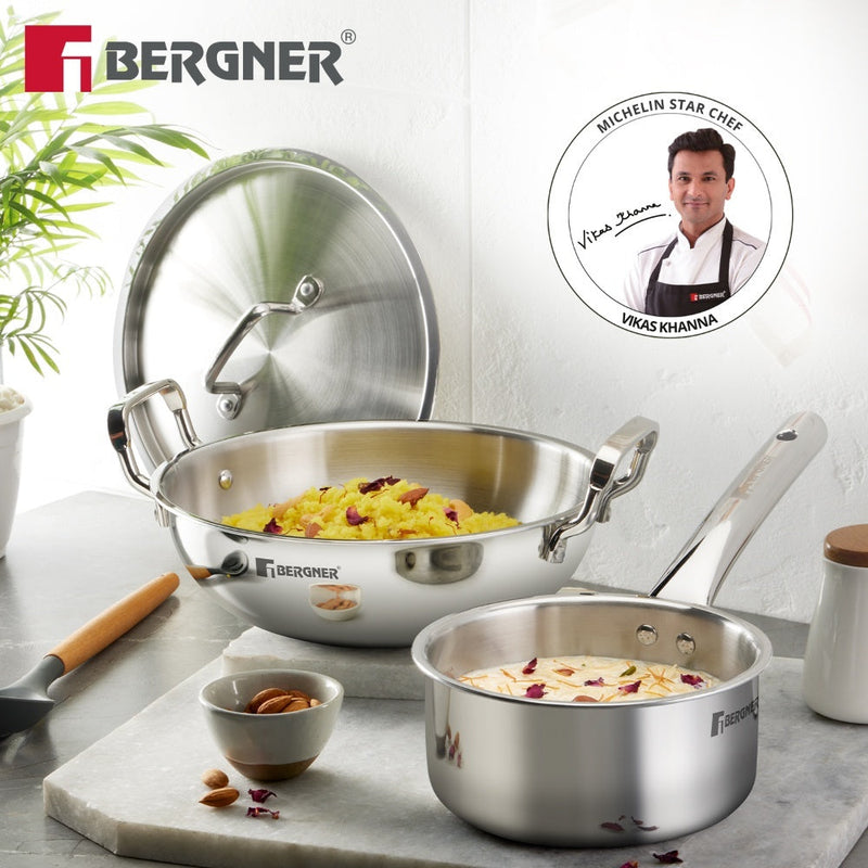 Bergner TriPro 4 Pcs Tri-Ply Stainless Steel Cookware Combo