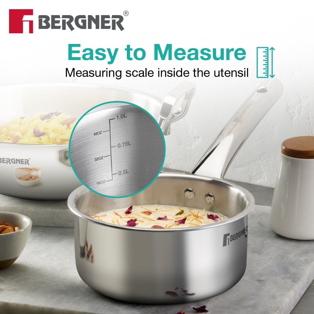 Bergner TriPro 4 Pcs Tri-Ply Stainless Steel Cookware Combo
