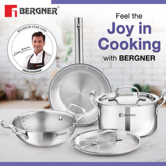 Bergner TriPro 5 Pcs TriPly Cookware Set - Induction Bottom