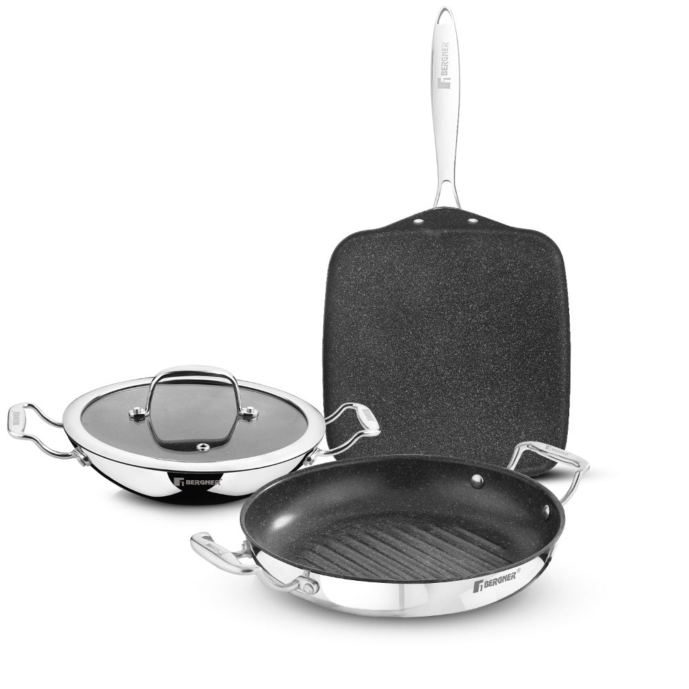 Bergner Argent Samsara Triply Stainless Steel 4 Pcs Set - Induction Bottom