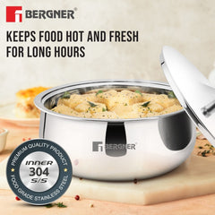 Bergner Vienna Stainless Steel 3 Hot Pot Combo Set / Roti Casserole