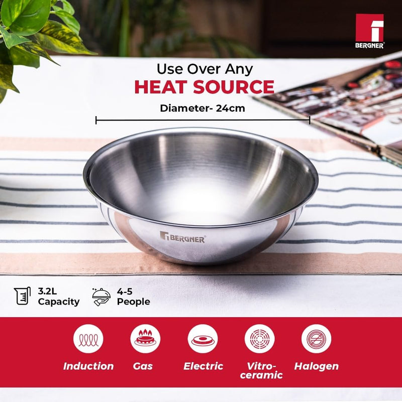Bergner TriPro Triply Combo of 3 Tasras - Induction Bottom
