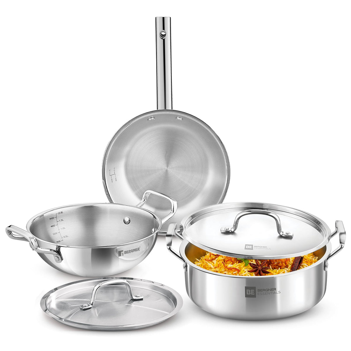 Bergner Tripro BE Essentials 5 Pc Triply Cookware Set