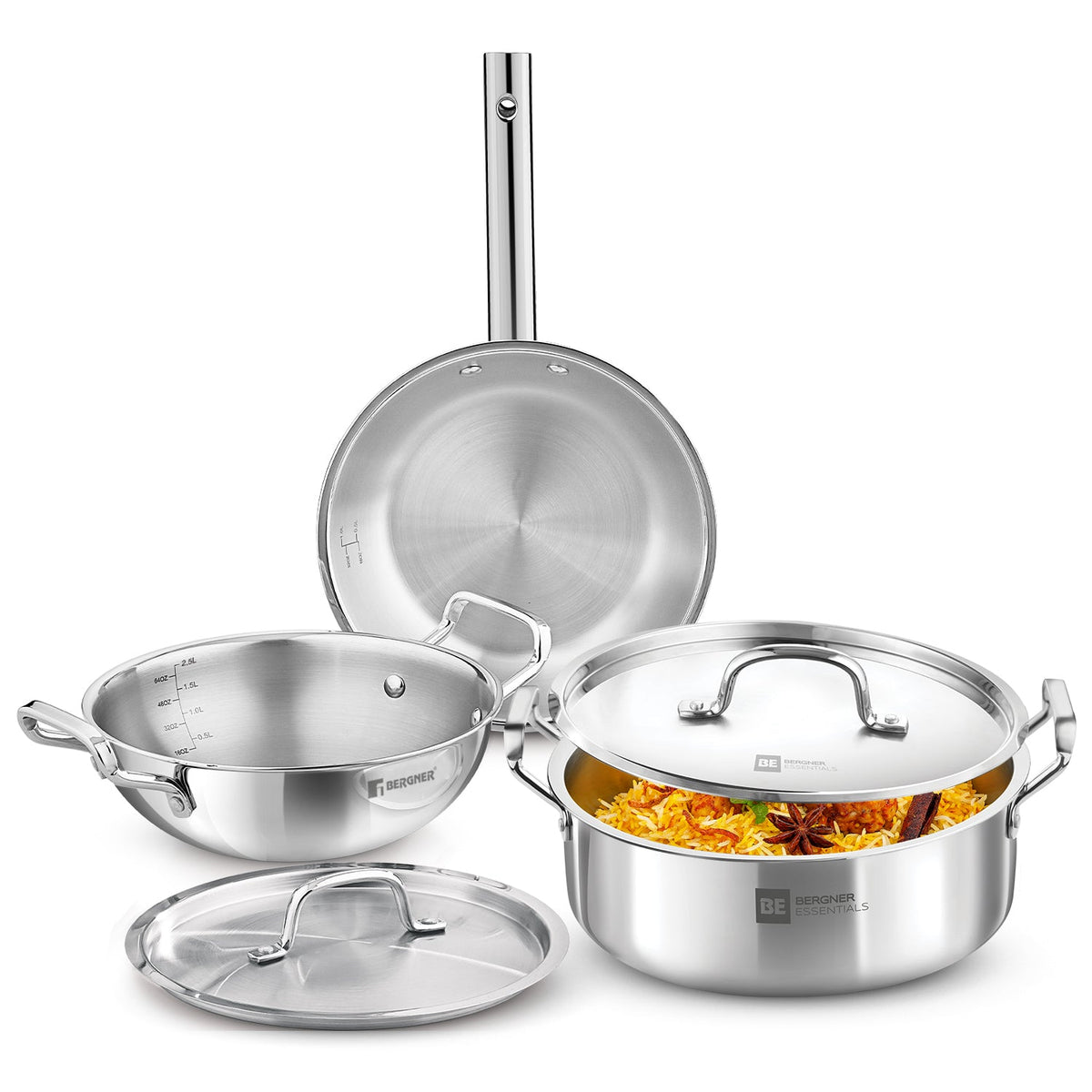 Bergner Tripro BE Essentials 5 Pc Triply Cookware Set
