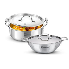 Bergner Tripro 4 Pcs Triply Cookware Set - Induction Bottom