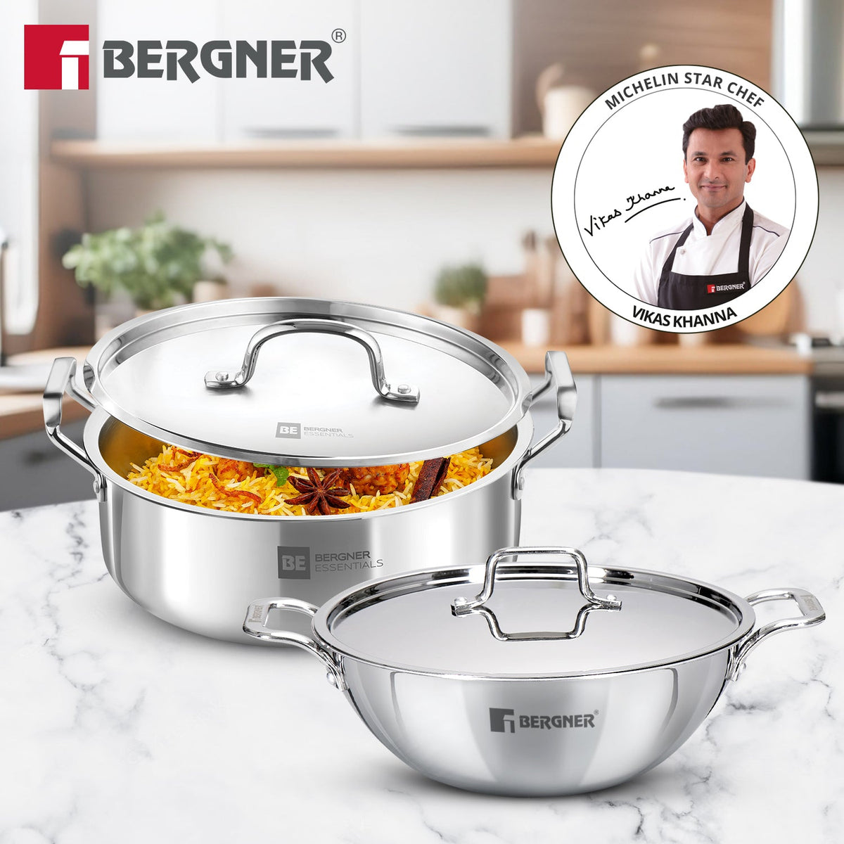 Bergner Tripro 4 Pcs Triply Cookware Set - Induction Bottom
