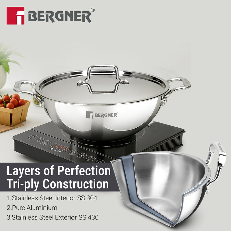 Bergner Tripro 4 Pcs Triply Cookware Set - Induction Bottom
