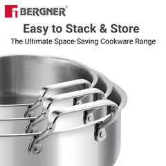 Bergner Tripro 4 Pcs Triply Cookware Set - Induction Bottom