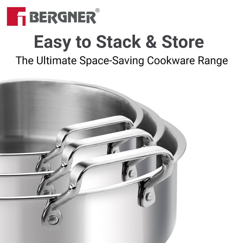 Bergner Tripro 4 Pcs Triply Cookware Set - Induction Bottom