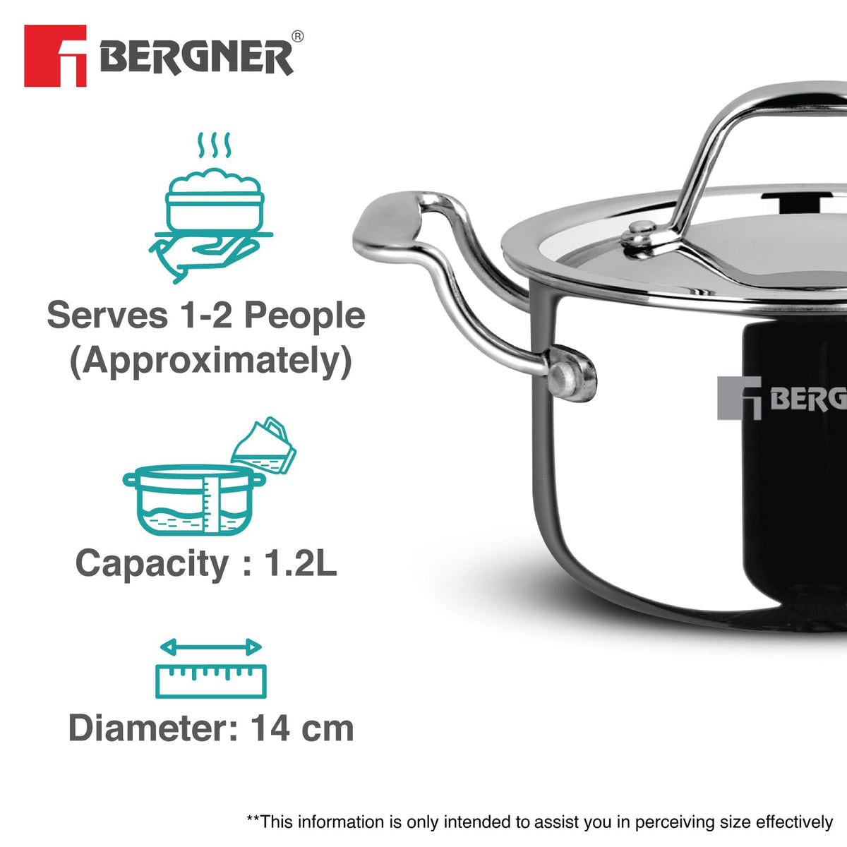 Bergner Argent Junior Chef Triply Stainless Steel Casserole Set 6 Pcs