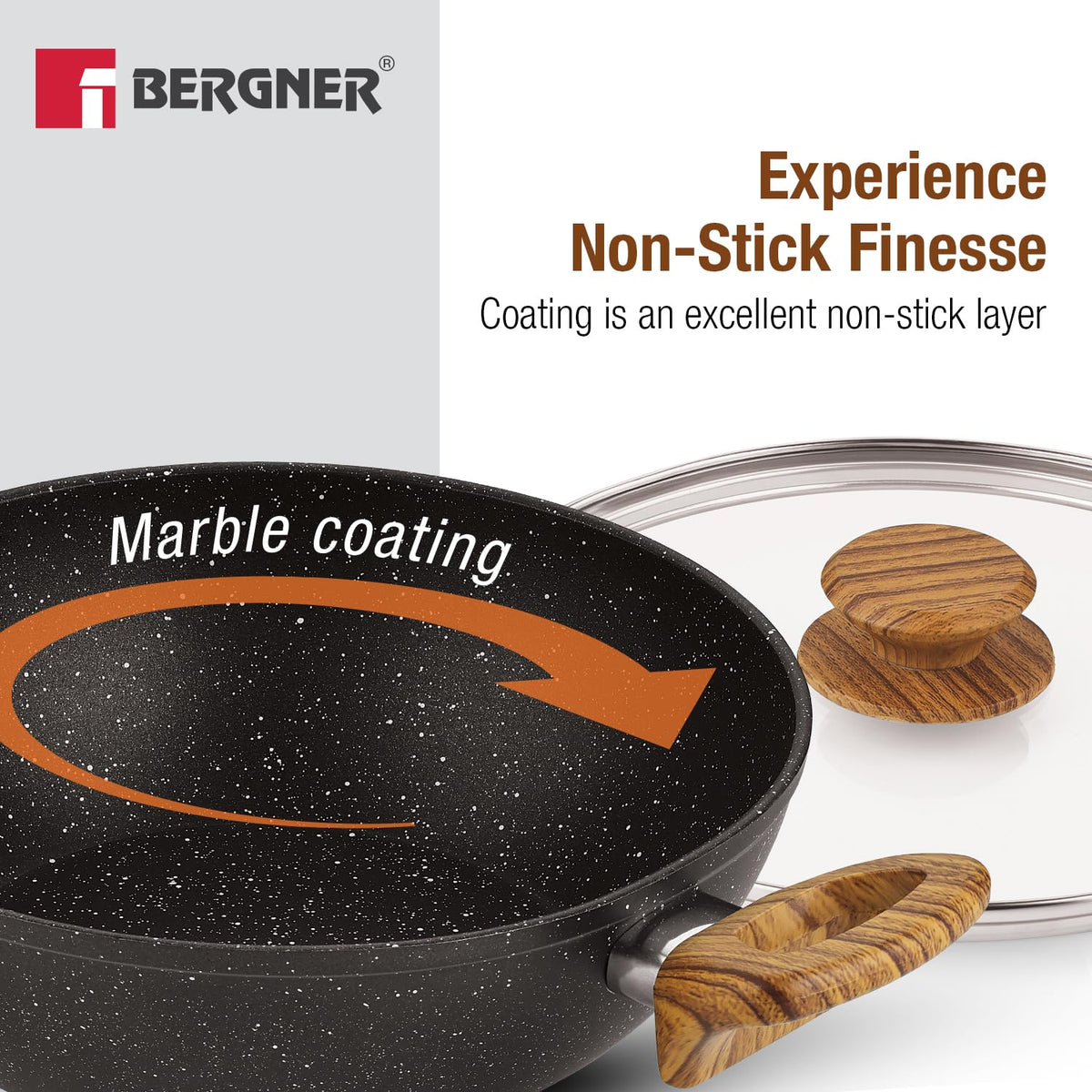 Bergner Ivory Black Granite 3 Pcs Cookware Set