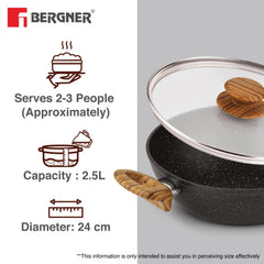 Bergner Ivory Black Granite 3 Pcs Cookware Set