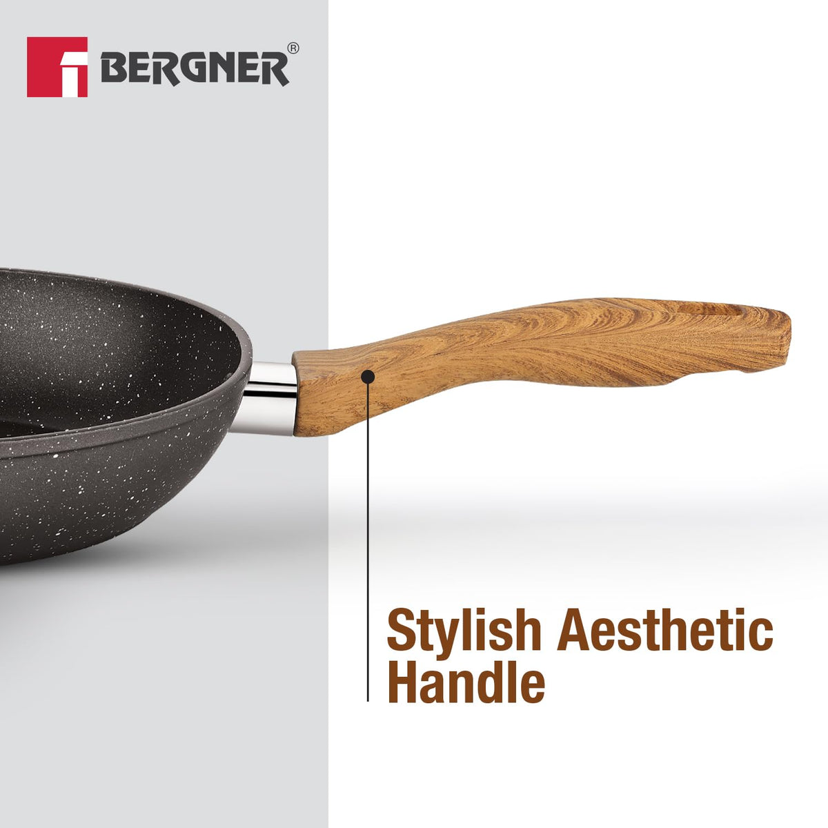 Bergner Ivory Black Granite 3 Pcs Cookware Set