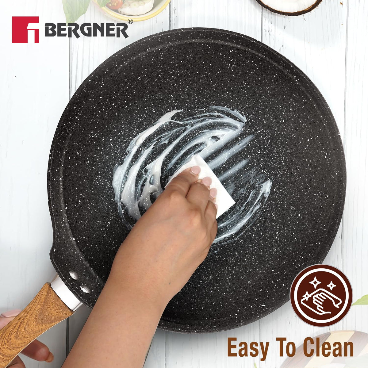 Bergner Ivory Black Granite 3 Pcs Cookware Set