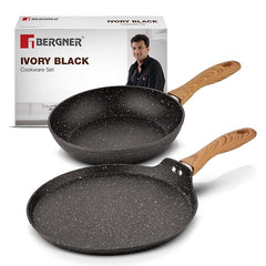 Bergner Ivory Black Granite 2 Pcs Cookware Set