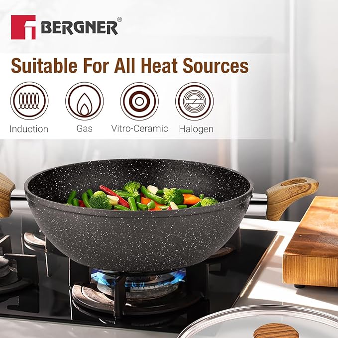 Bergner Ivory Black Granite 2 Pcs Cookware Set