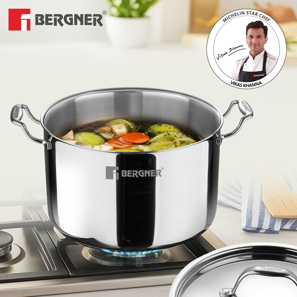 Bergner Argent Samsara 6 Pcs Triply Cookware Set