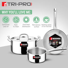 Bergner Tripro Triply Cookware Set of 4 Pcs