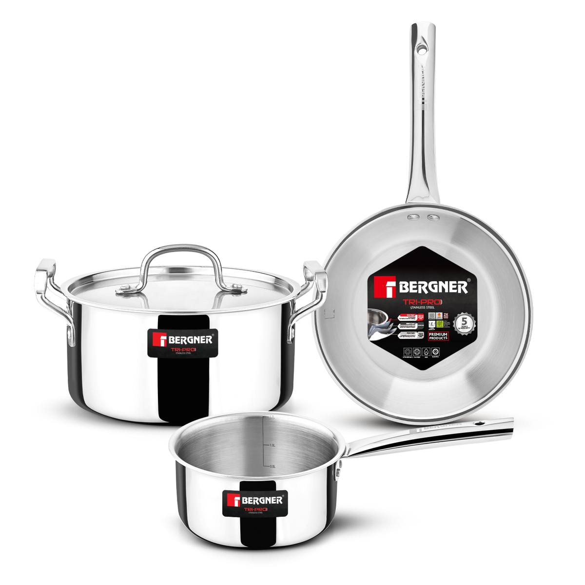 Bergner Tripro Triply Cookware Set of 4 Pcs