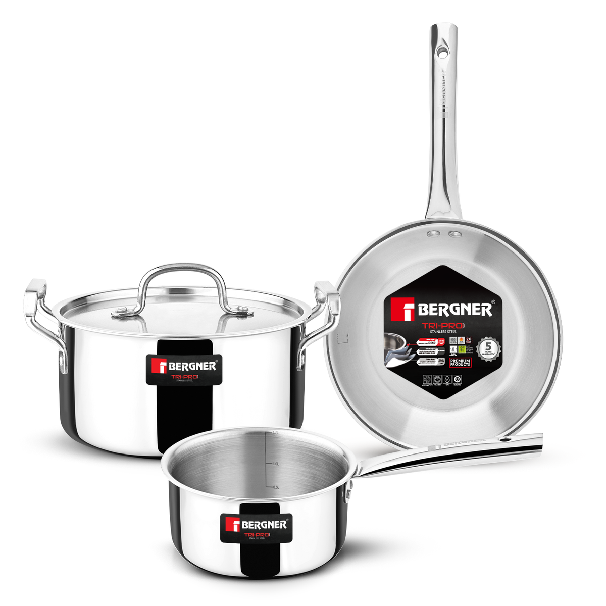 Bergner Tripro Triply Cookware Set of 4 Pcs