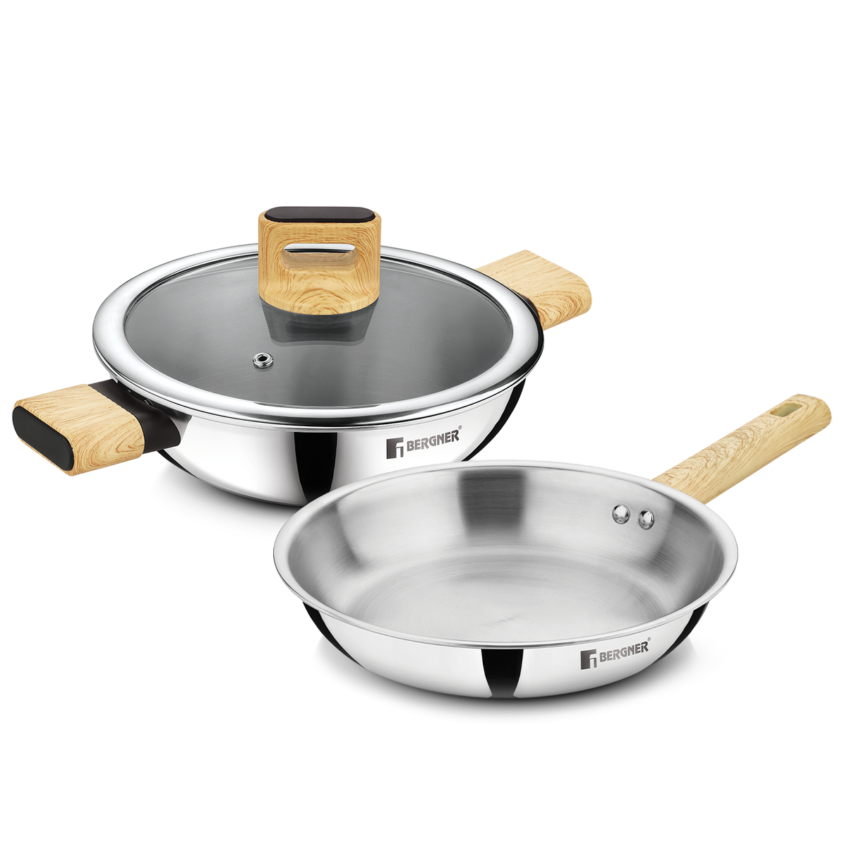 Bergner Tri-Oak Triply Stainless steel Cookware Set of 3 Pcs