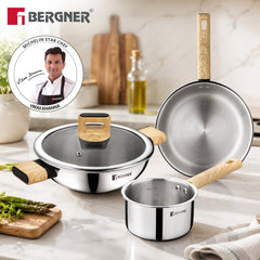 Bergner Tri-Oak Triply Stainless Steel Cookware Set of 4 Pcs