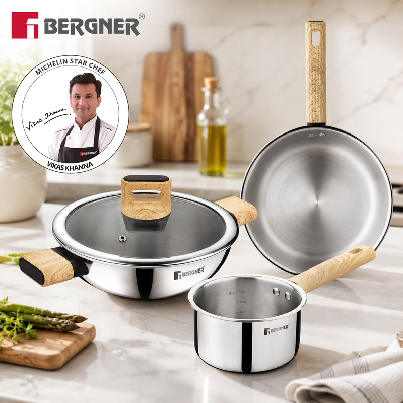 Bergner Tri-Oak Triply Stainless Steel Cookware Set of 4 Pcs