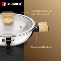 Bergner Tri-Oak Triply Stainless Steel Cookware Set of 4 Pcs