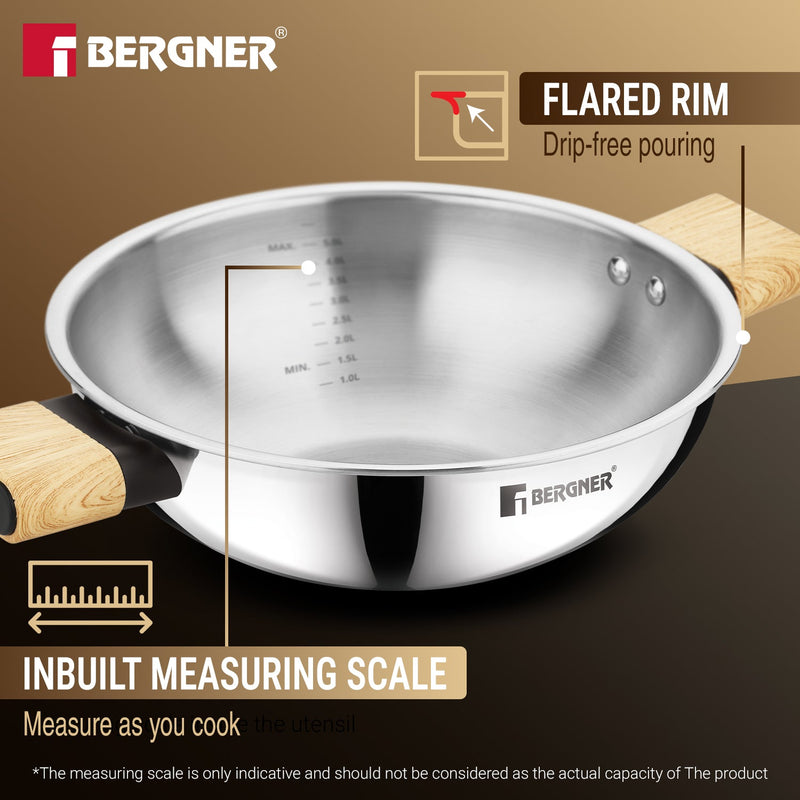 Bergner Tri-Oak Triply Stainless Steel Cookware Set of 4 Pcs