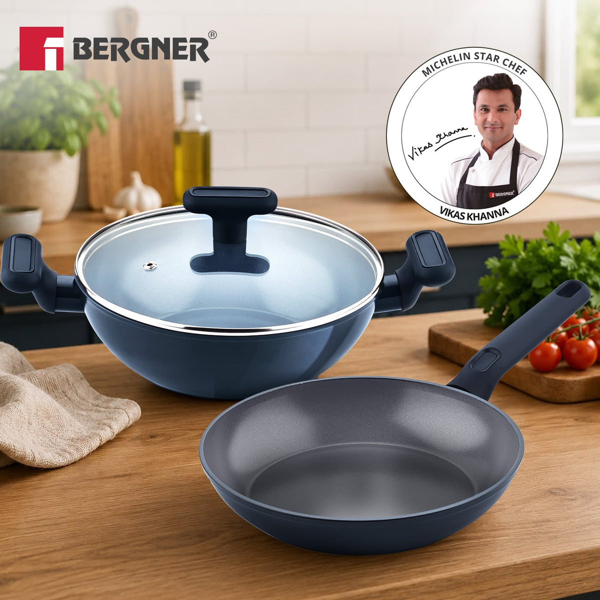 Bergner Jade Non-Stick Ceramic Coated 3 Pcs Cookware Set