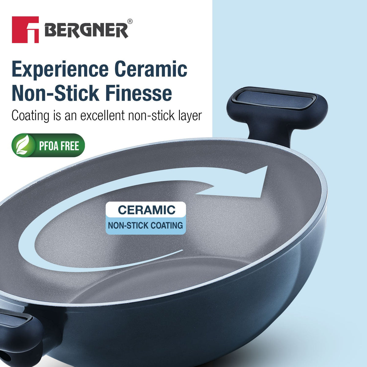 Bergner Jade Non-Stick Ceramic Coated 3 Pcs Cookware Set