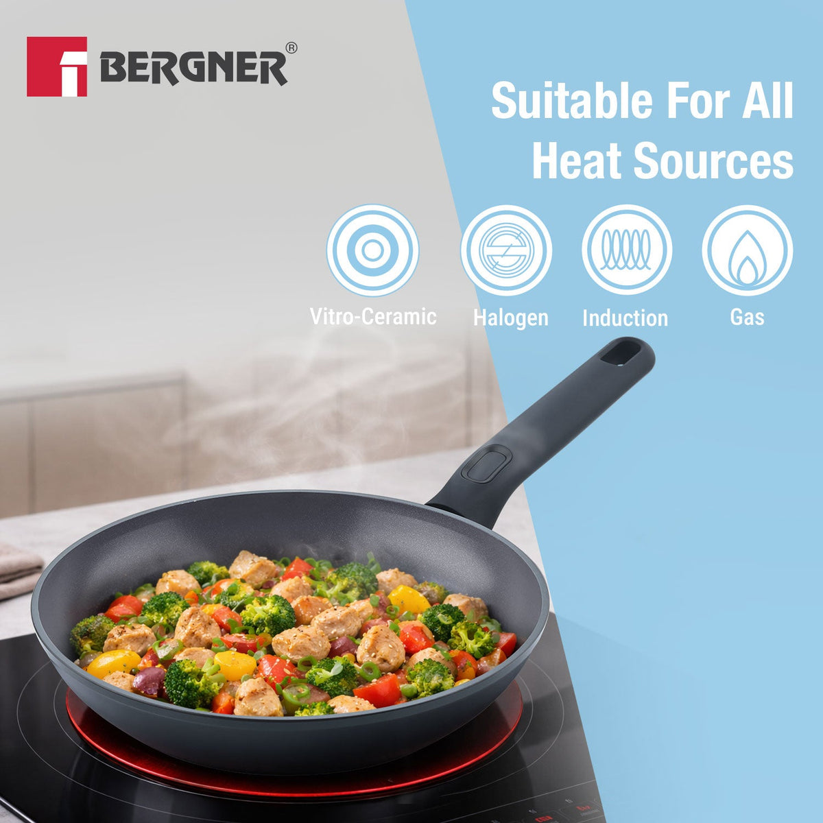 Bergner Jade Non-Stick Ceramic Coated 3 Pcs Cookware Set