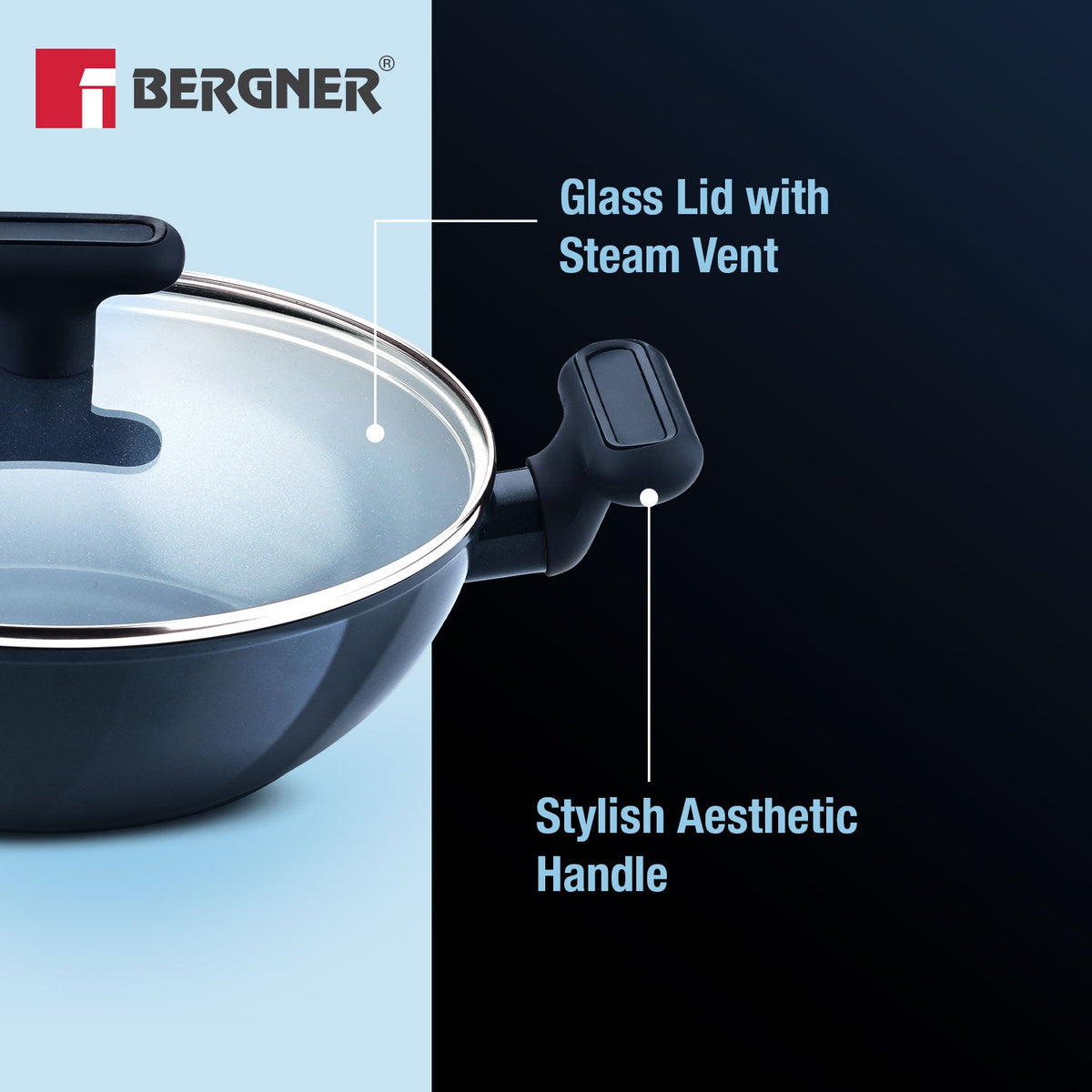 Bergner Jade Non-Stick Ceramic Coated 3 Pcs Cookware Set