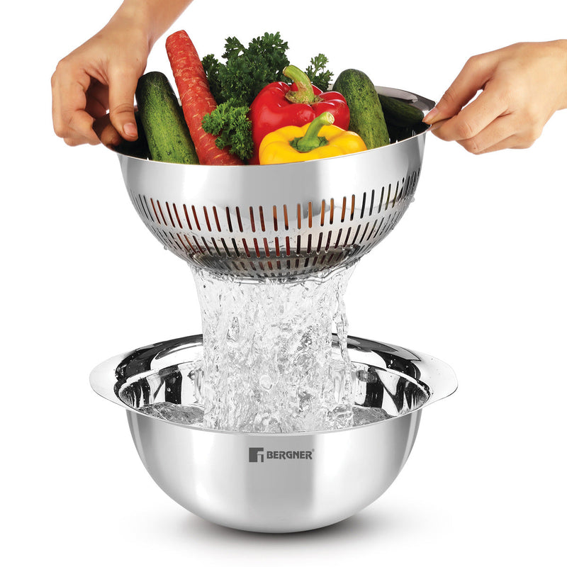 Bergner Stainless Steel Uni Colander and Mixing Bowl