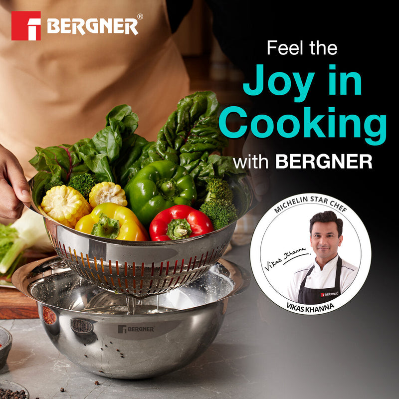 Bergner Stainless Steel Uni Colander and Mixing Bowl