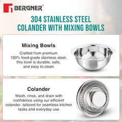 Bergner Stainless Steel Uni Colander and Mixing Bowl
