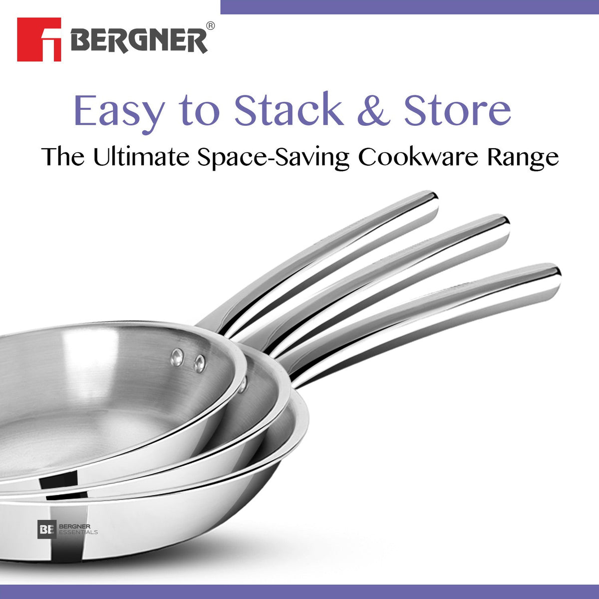 Bergner BE Essentials Tri-Ply Stainless Steel Frypan