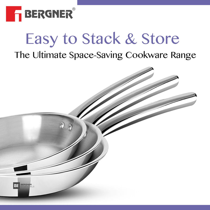 Bergner BE Essentials Tri-Ply Stainless Steel Frypan
