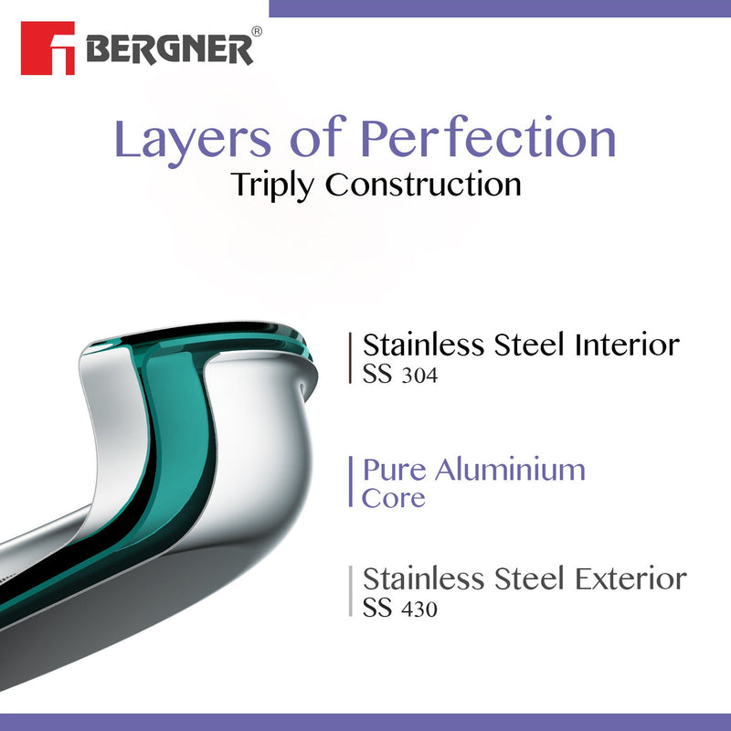 Bergner BE Essentials Tri-Ply Stainless Steel Frypan