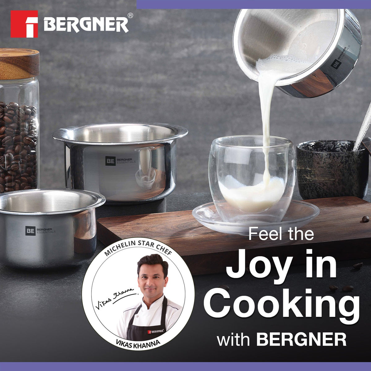 Bergner BE Essentials Tri-Ply Stainless Steel Junior Tope