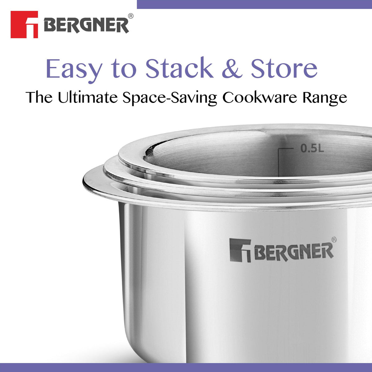 Bergner BE Essentials Tri-Ply Stainless Steel Junior Tope