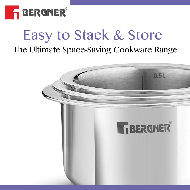 Bergner BE Essentials Tri-Ply Stainless Steel Junior Tope