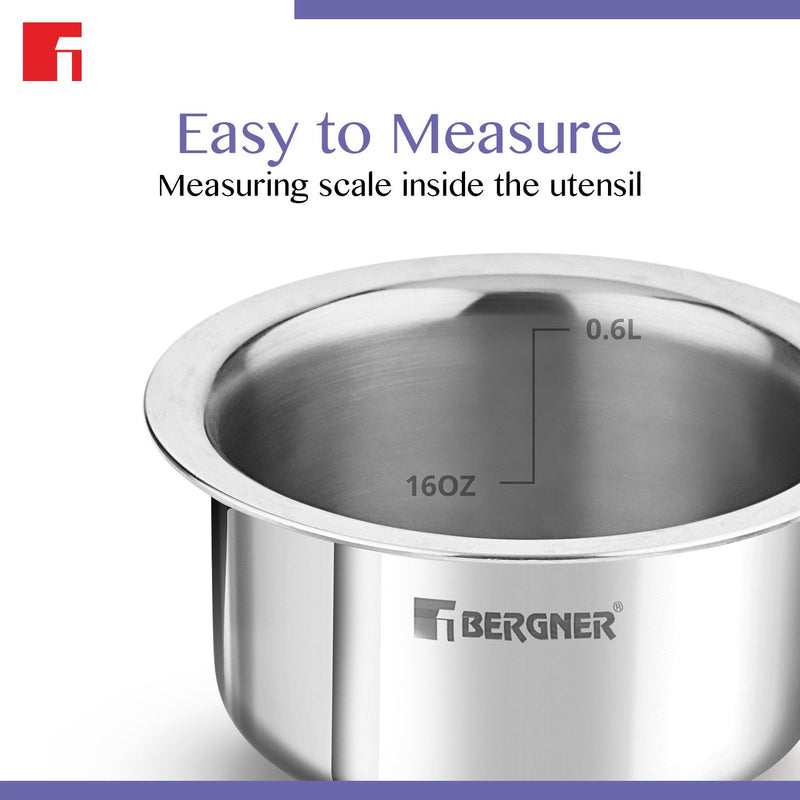Bergner BE Essentials Tri-Ply Stainless Steel Junior Tope
