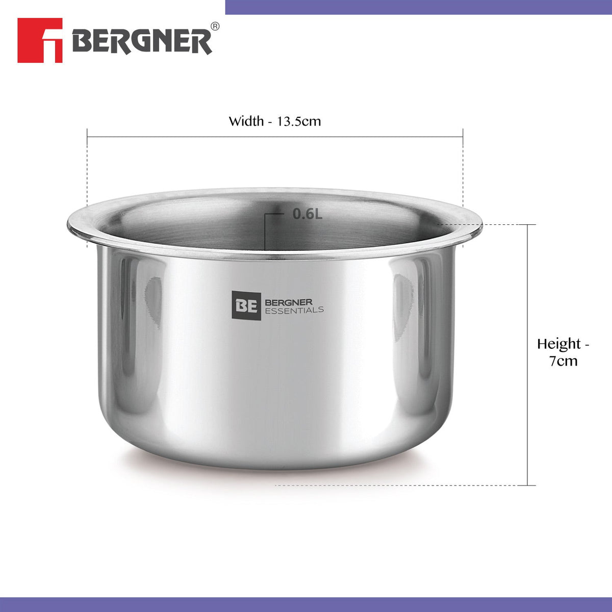 Bergner BE Essentials Tri-Ply Stainless Steel Junior Tope