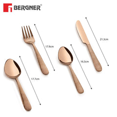 Bergner Venezia 24cm Hammered Rosegold Cutlery Set